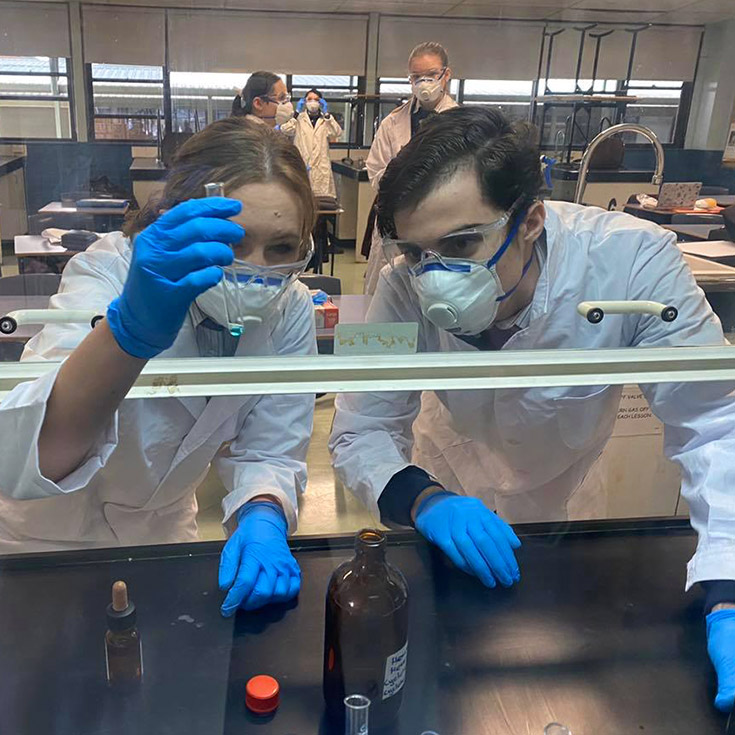 Bede Polding Catholic College South Windsor Science students wearing PPE and conducting science experiment