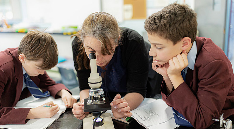 Science teacher and students at Bede Polding Catholic College South Windsor