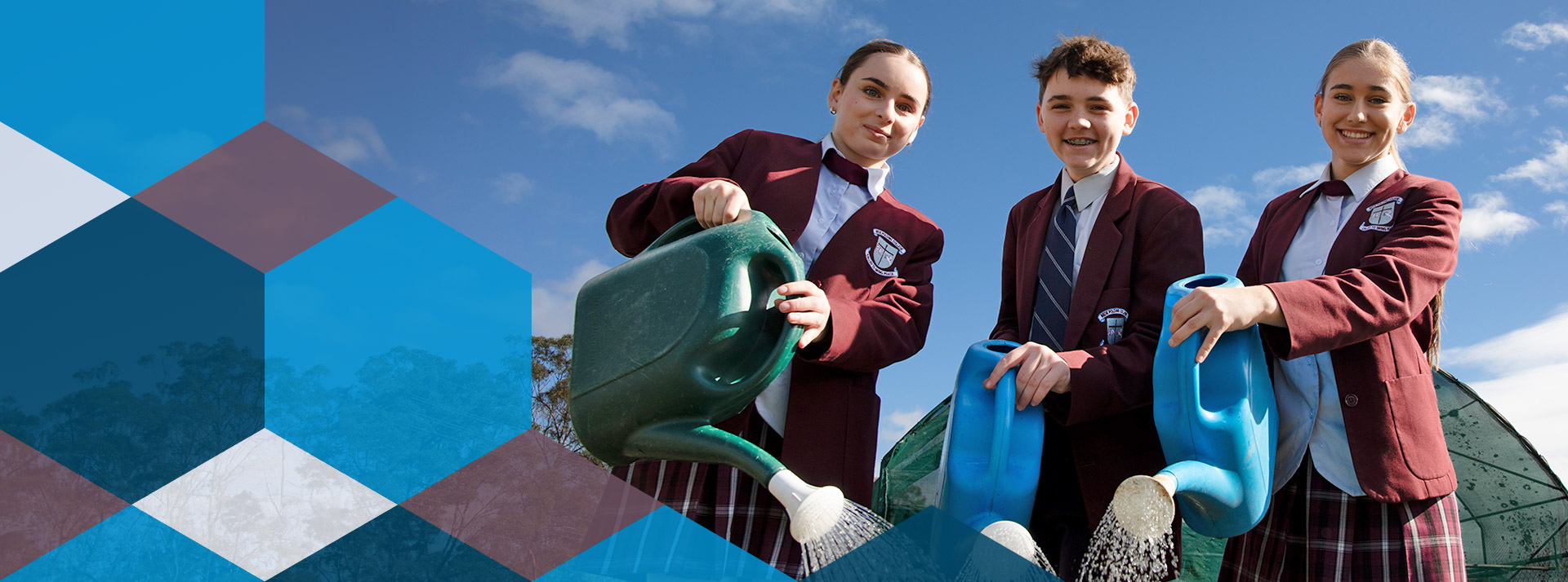 Bede Polding Catholic College South Windsor students watering school vegetable garden