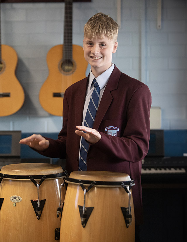 Bede Polding Catholic College Windsor students playing congas