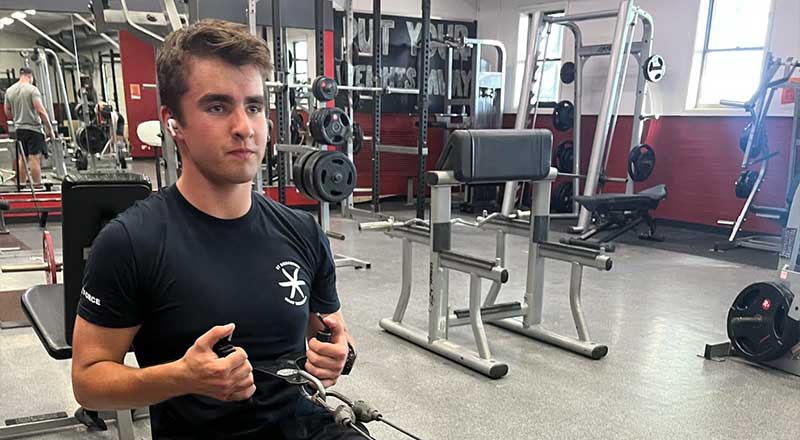 Bede Polding Duke of Ed student engaged in physical training at the gym